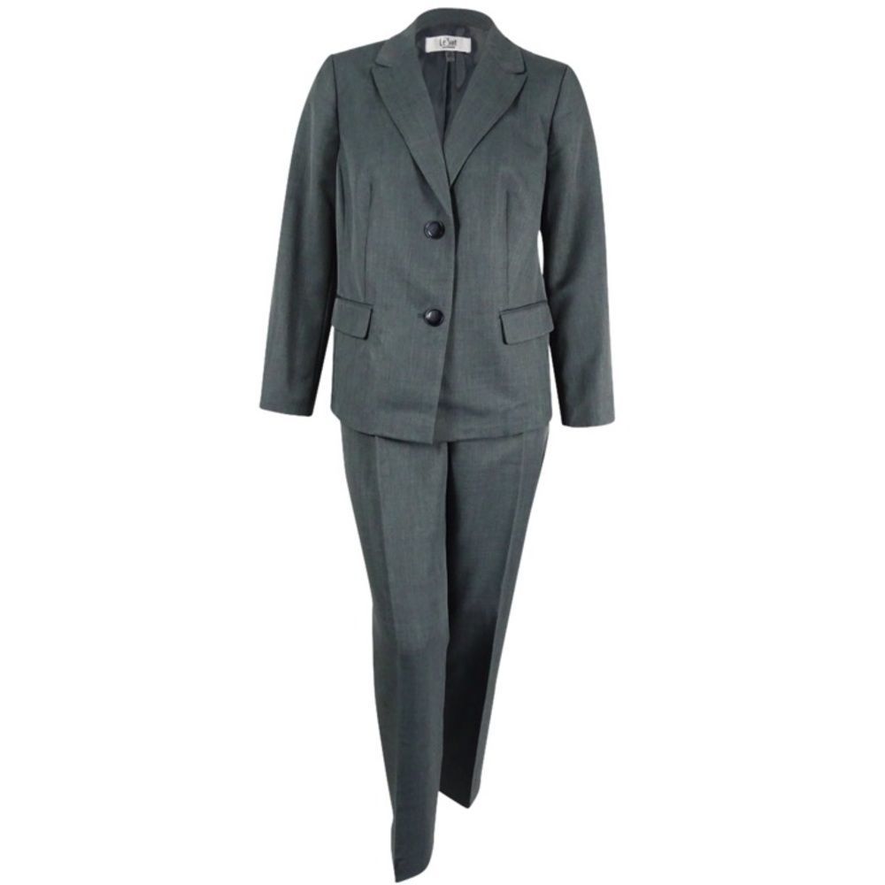 Le Suit NWT Size 14 Dark Gray 2PC Pantsuit